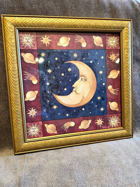 VINTAGE Celestial Framed Sun & Moon Art Prints by Mary Beth Zeitz